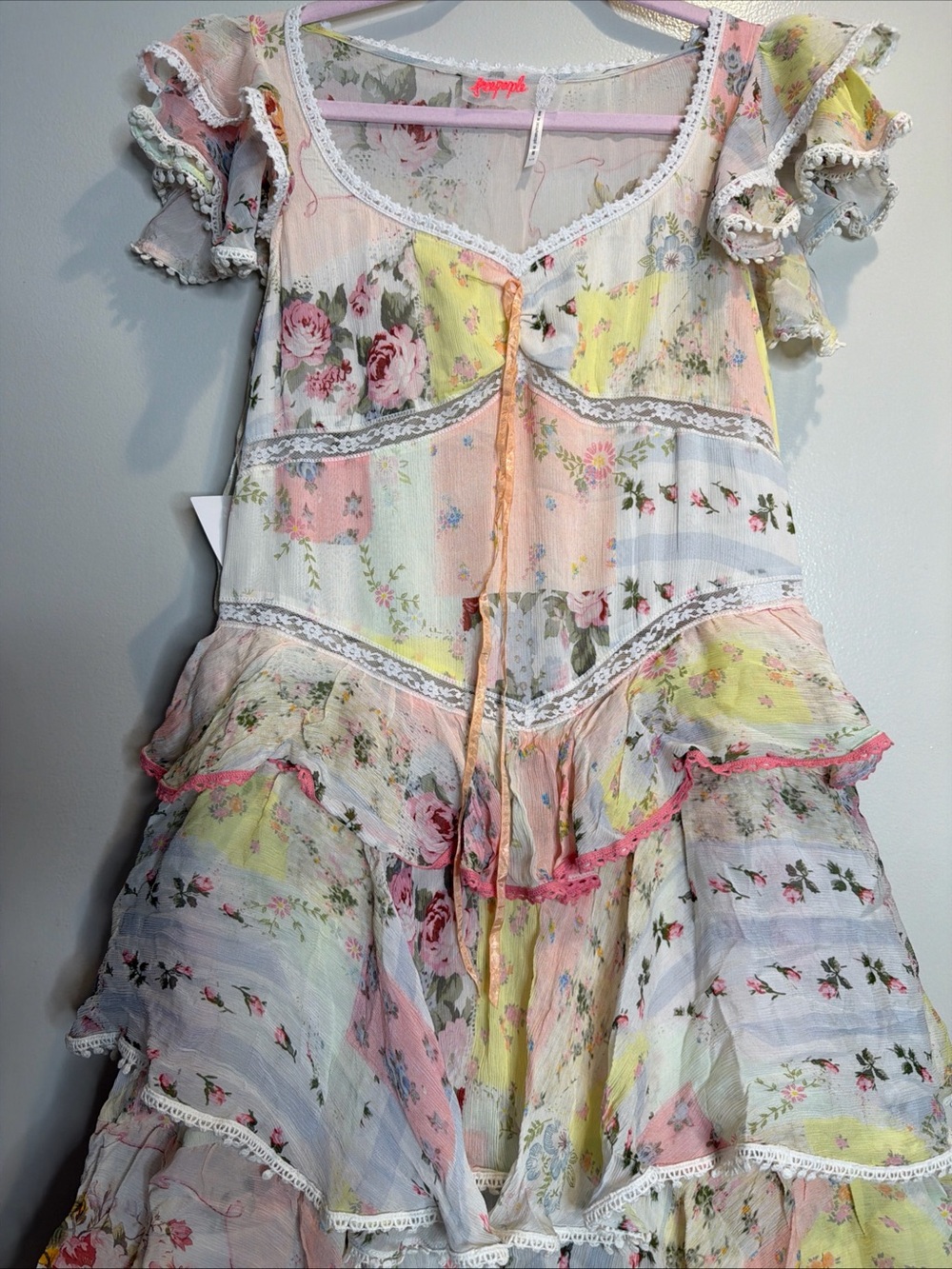 Free People Love You Bunches Tiered Drop Waist Ruffles Floral Midi Dress - Picture 7 of 11